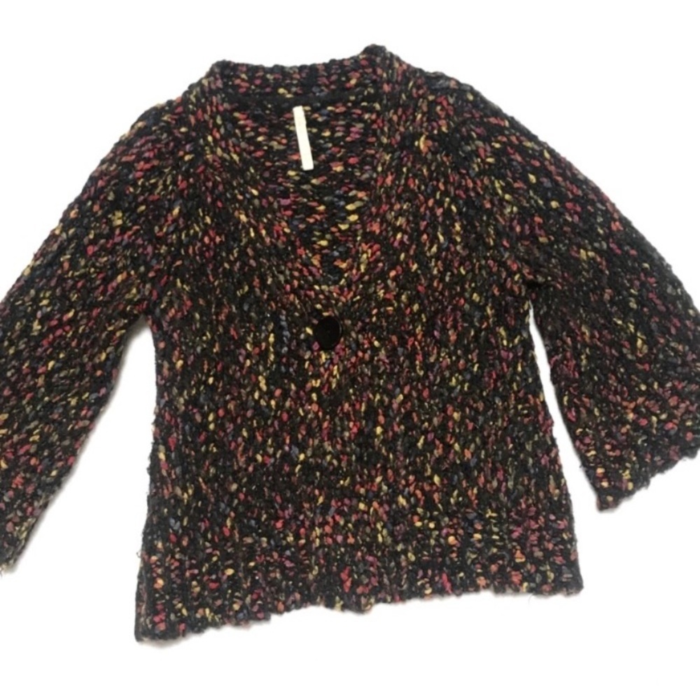 Chunky Top Button Up Sweater • Multicolored Knit